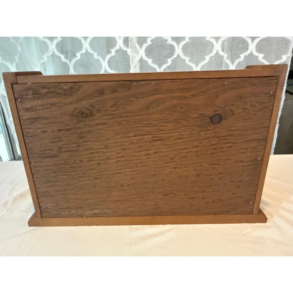 Vintage Wooden Bread Box Farmhouse, Cottagecore, Etched Glass - Nearly Perfect!
